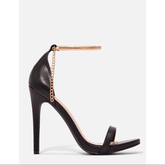 🆕JustFab Black Stiletto with Gold Anklet Closure - Picture 2 of 6